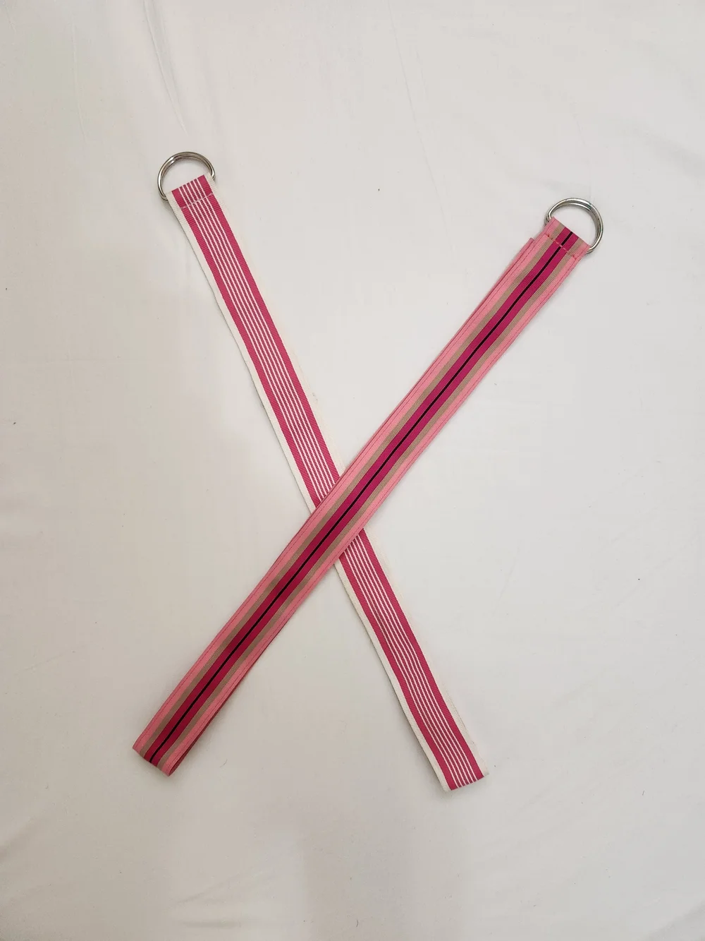 VINTAGE Express Pink Striped Grosgrain Ribbon  Belts with D-Ring Closures
